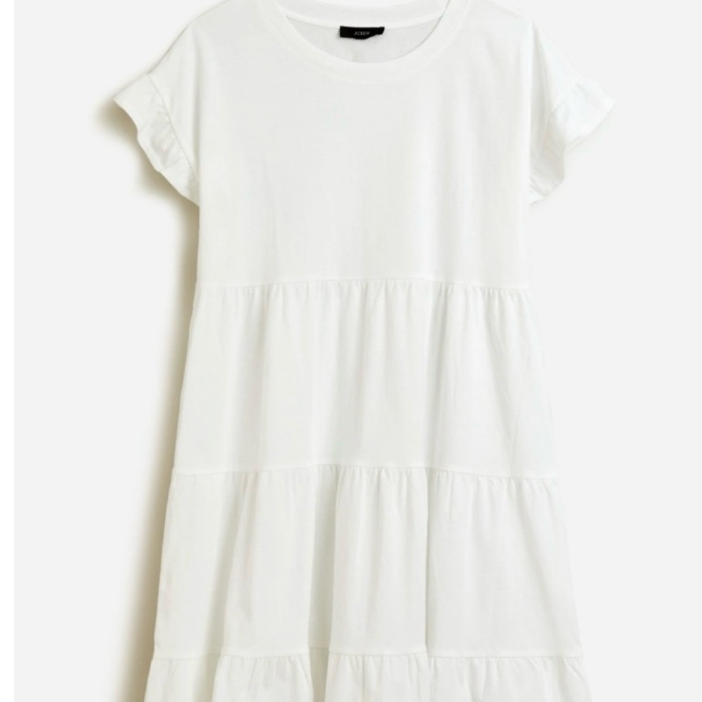 J. Crew White Tiered Casual Knit T Shirt Dress